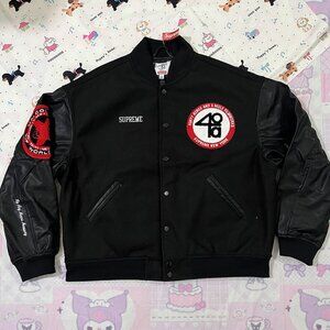 Supreme X 40 Acres Malcolm X Themed Baseball Jacket
